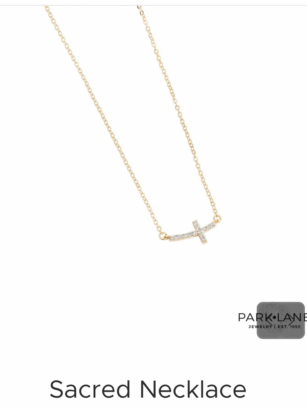 Park Lane Gold Horizontal Cross Necklace with Clear Stones